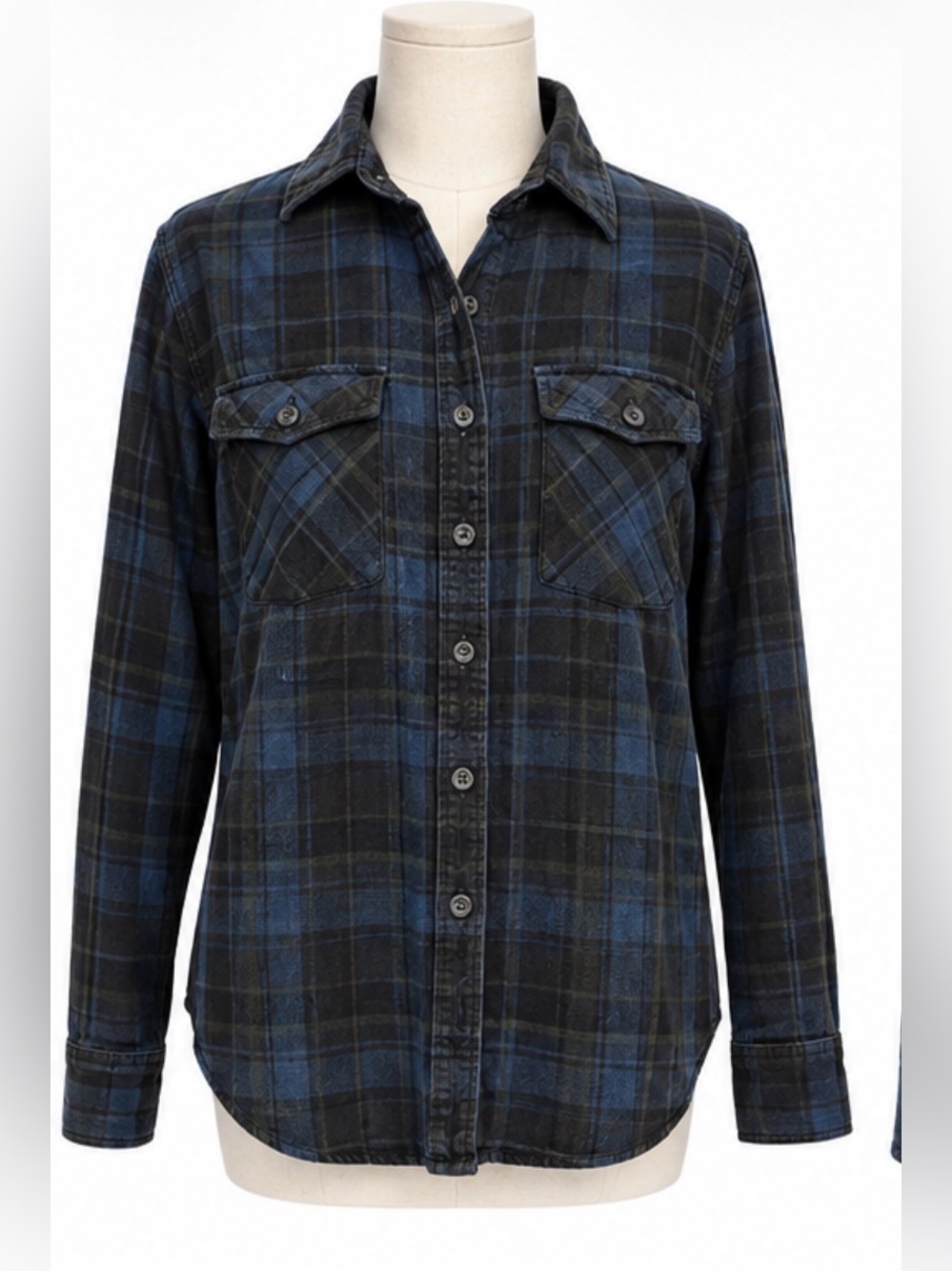 Denim & Supply Ralph Lauren Plaid Flannel Shirt Blue Black Size M